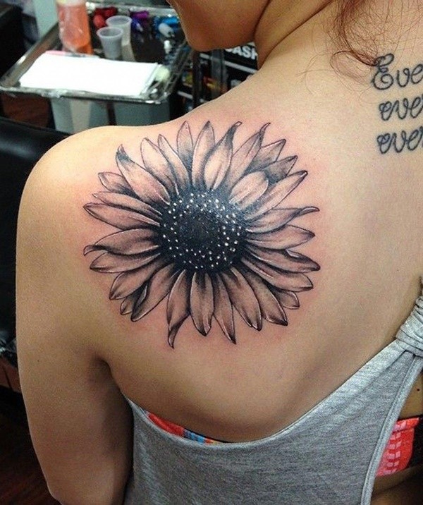 Black And White Floral Shoulder Tattoo Ideas