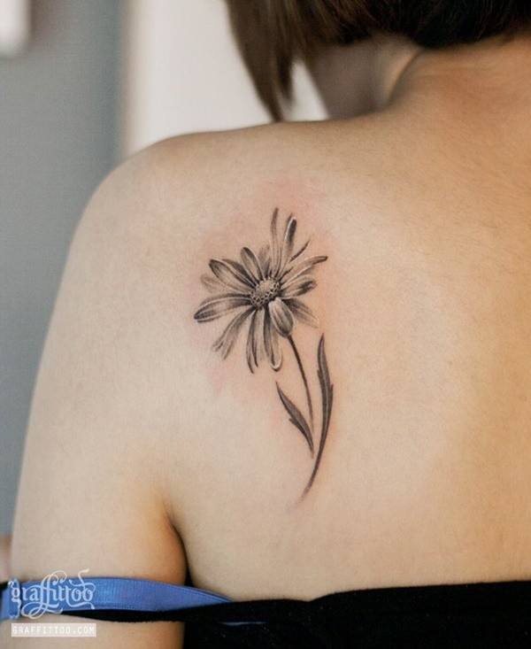 Black And White Floral Shoulder Tattoo Ideas