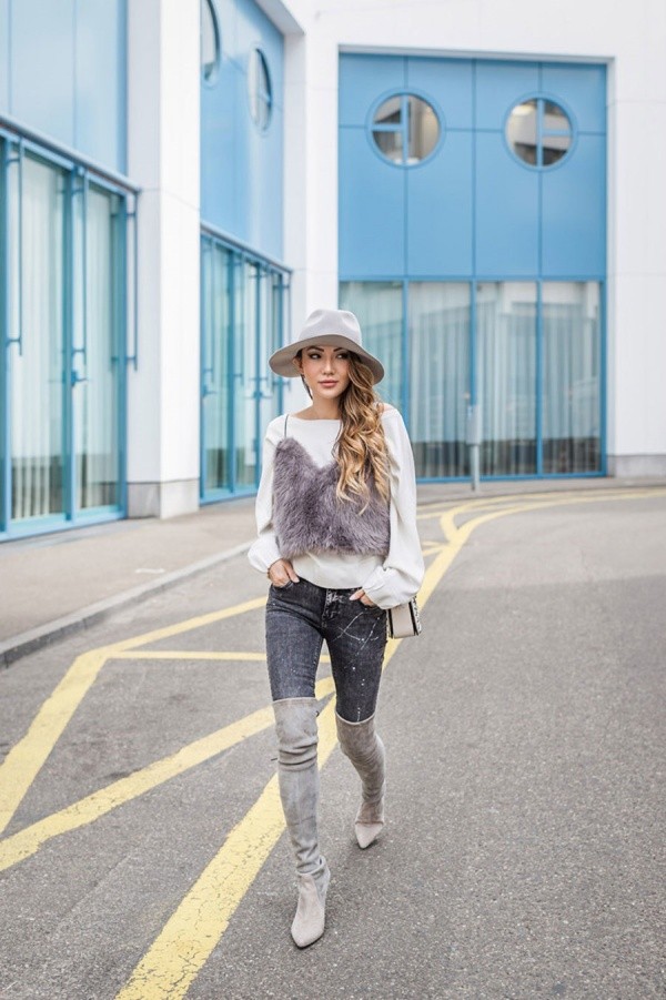 Classy Fall Winter Outfits With High Knee Boots For Women