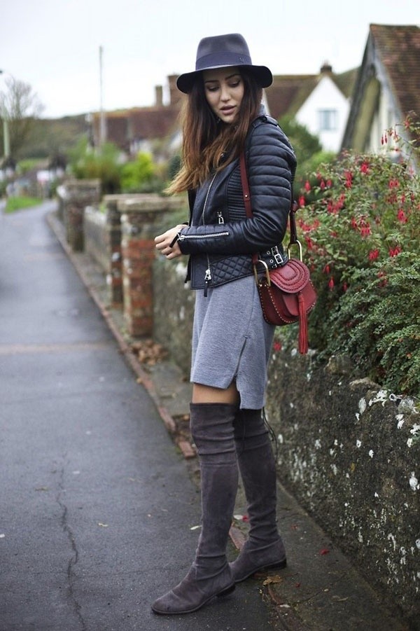 Classy Fall Winter Outfits With High Knee Boots For Women