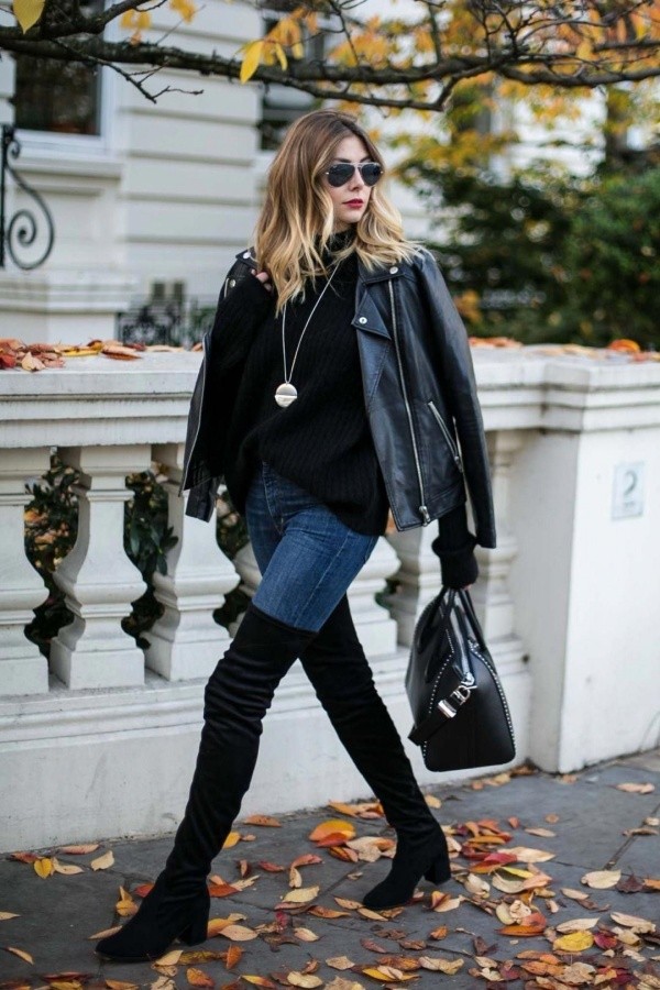 Classy Fall Winter Outfits With High Knee Boots For Women